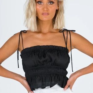 Princess Polly Tie Shoulders Crop Top in Black, Size‎ 4